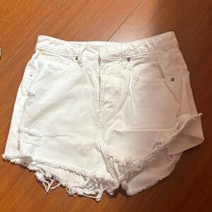 White Distressed Denim Shorts
